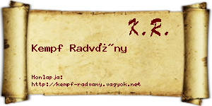 Kempf Radvány névjegykártya